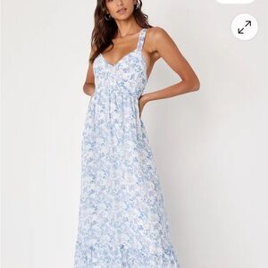 Lulu's Blue Floral Maxi Dress